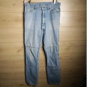 Draggin Jeans Kevlar Lined Biker Utility Light Wash Mens Size 34x34 Double Knee